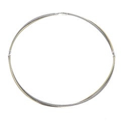 David Yurman Crossover Cable Choker Necklace 16 3/4" Sterling925 Yellow Gold 18k