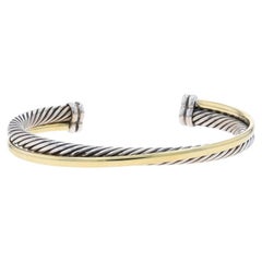 Used David Yurman Crossover Cable Cuff Bracelet 6 3/4" - Sterling 925 Yellow Gold 18k