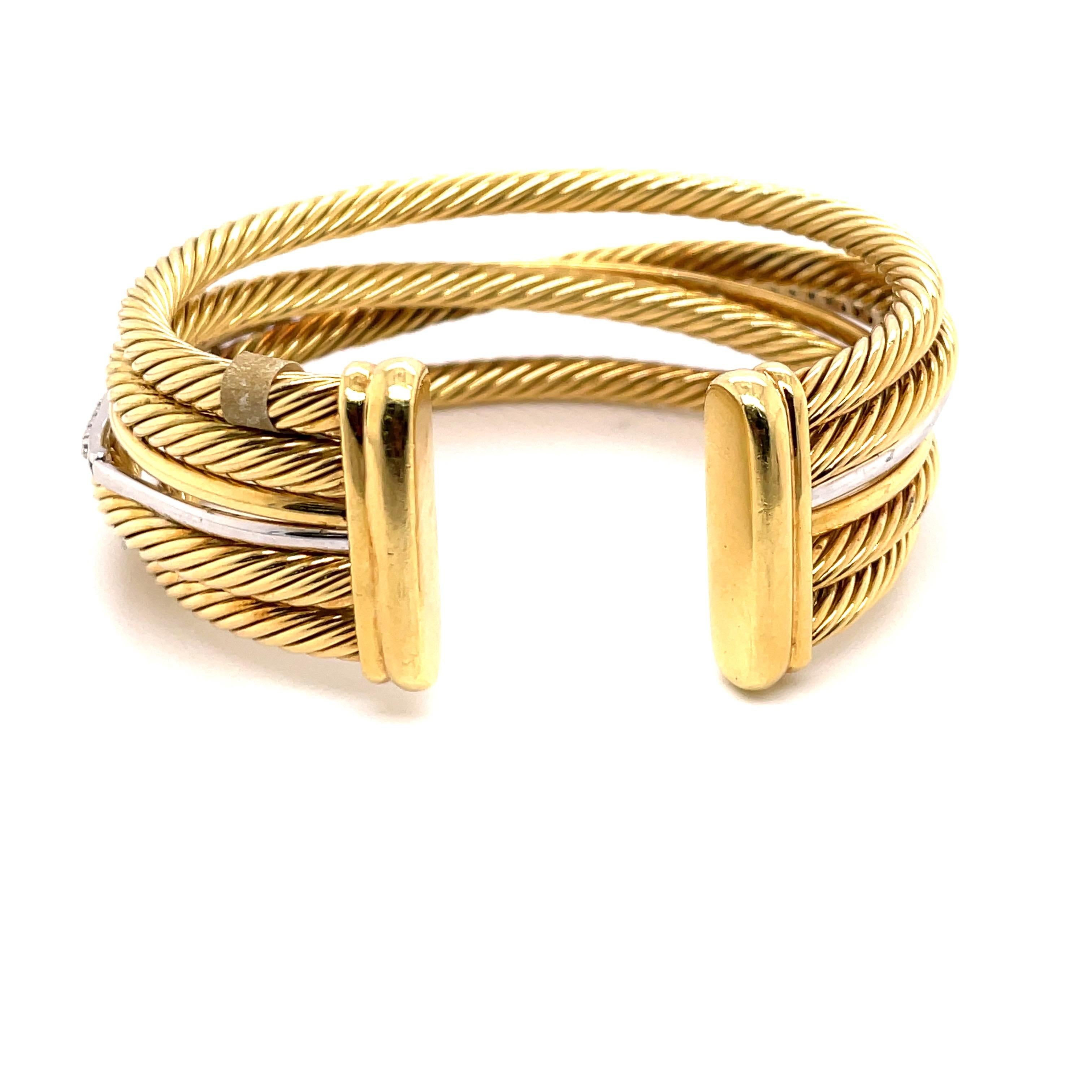 David Yurman Crossover Collection Diamant-Manschettenknopf aus 18 Karat Weißgold Damen im Angebot