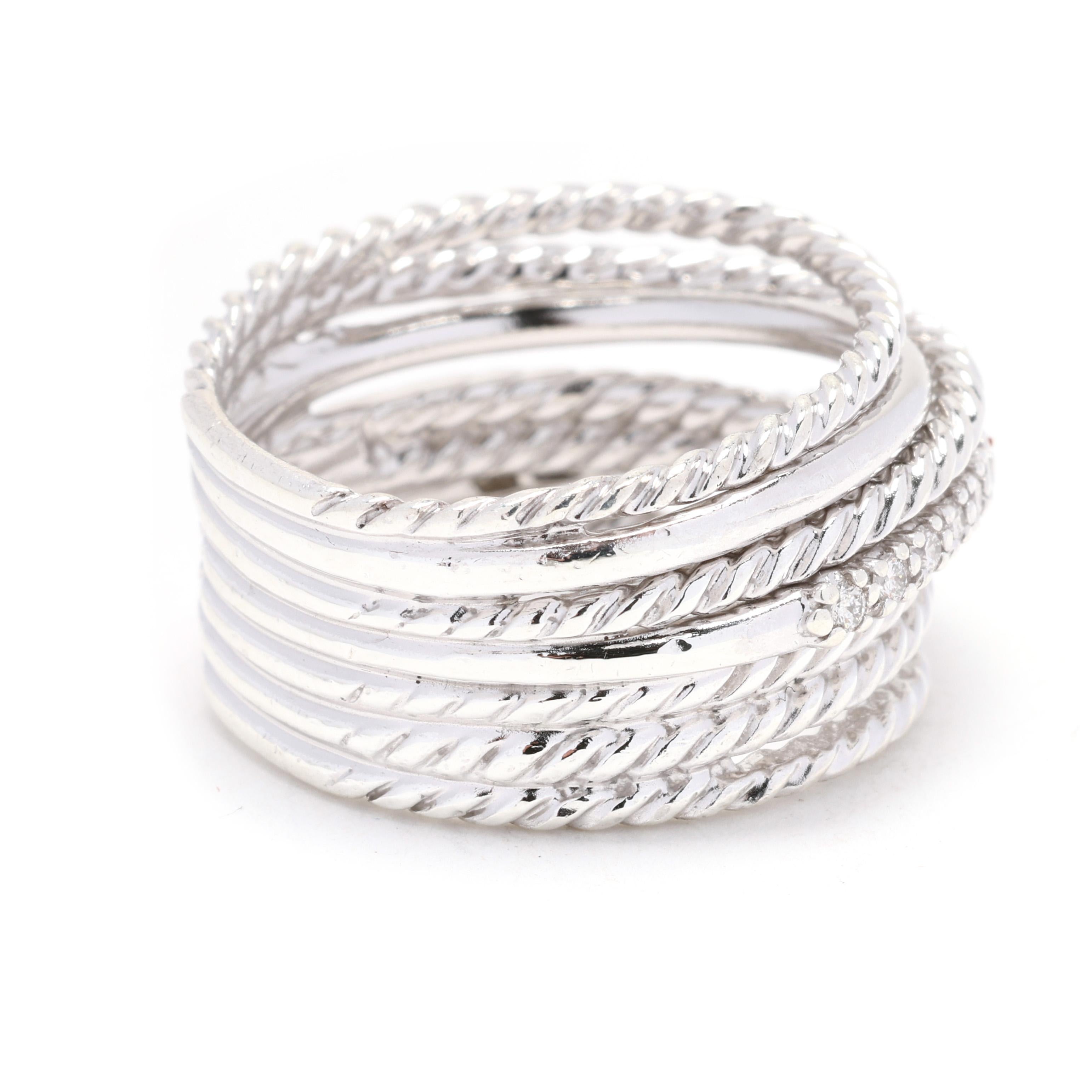 Round Cut David Yurman Crossover Collection Ring, Sterling Silver, Ring Size 7, Statement