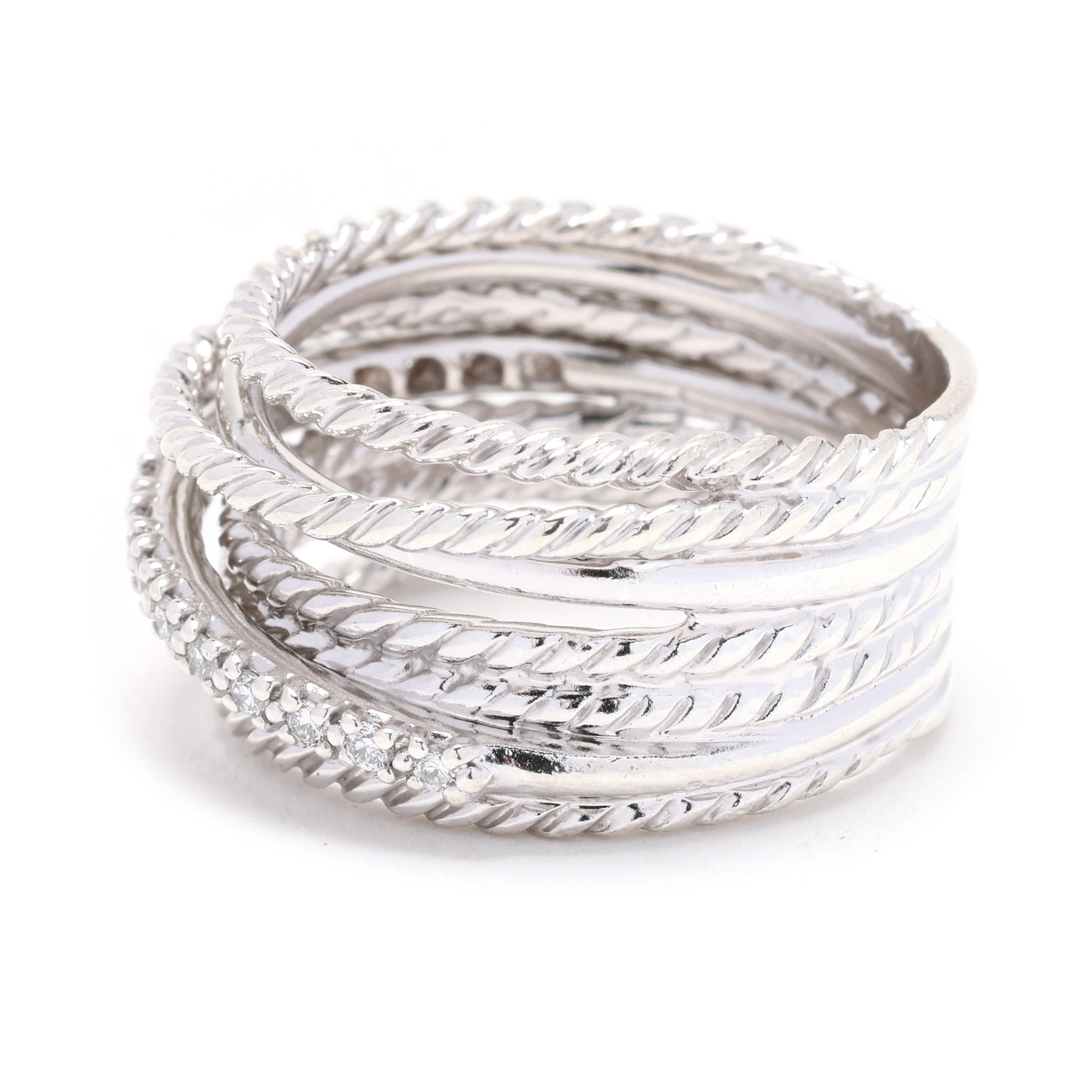 Women's David Yurman Crossover Collection Ring, Sterling Silver, Ring Size 7, Statement