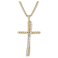 David Yurman Crossover Cross Necklace in 18k Yellow Gold & Diamonds