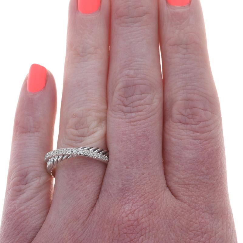 Taille ronde David Yurman Crossover Diamond Band Sterling 925 Round .15ctw Size 8 1/2 Ring