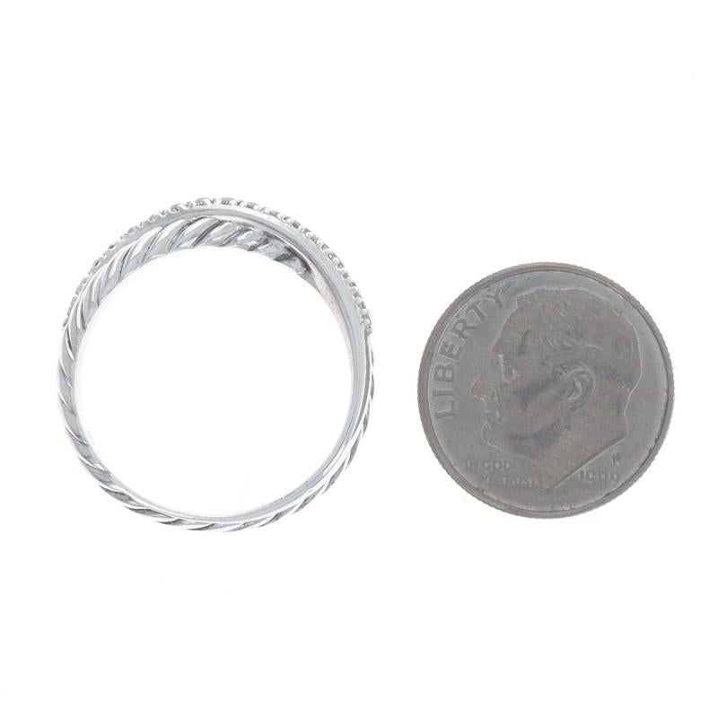  David Yurman Crossover Diamond Band Sterling 925 Round .15ctw Size 8 1/2 Ring Pour femmes 