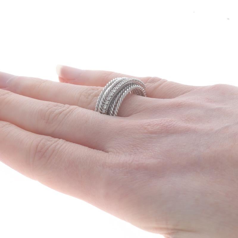 Women's David Yurman Crossover Diamond Band - Sterling 925 White Gold 14k Rd .18ctw Ring For Sale