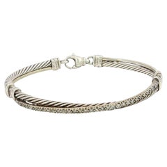 David Yurman Crossover Diamond Bracelet Sterling Silver 14K Gold