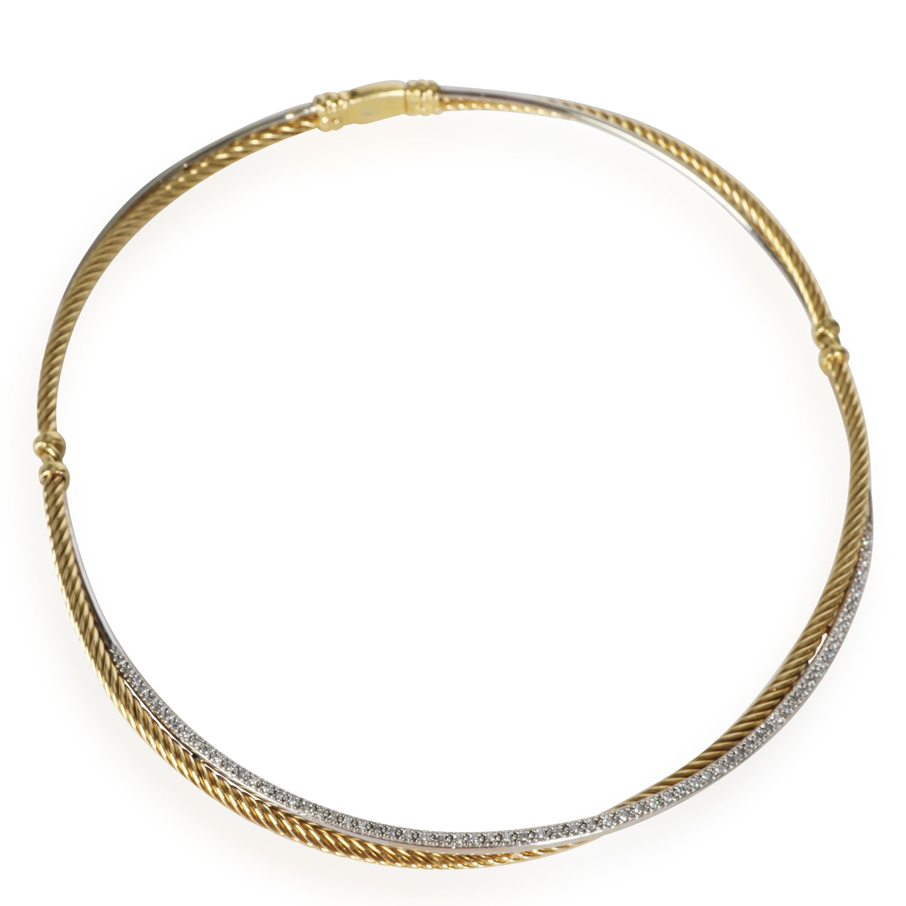 David Yurman: 18 Karat Gelbgold Crossover-Diamant-Halskette mit 0,60 Karat im Zustand „Hervorragend“ im Angebot in New York, NY