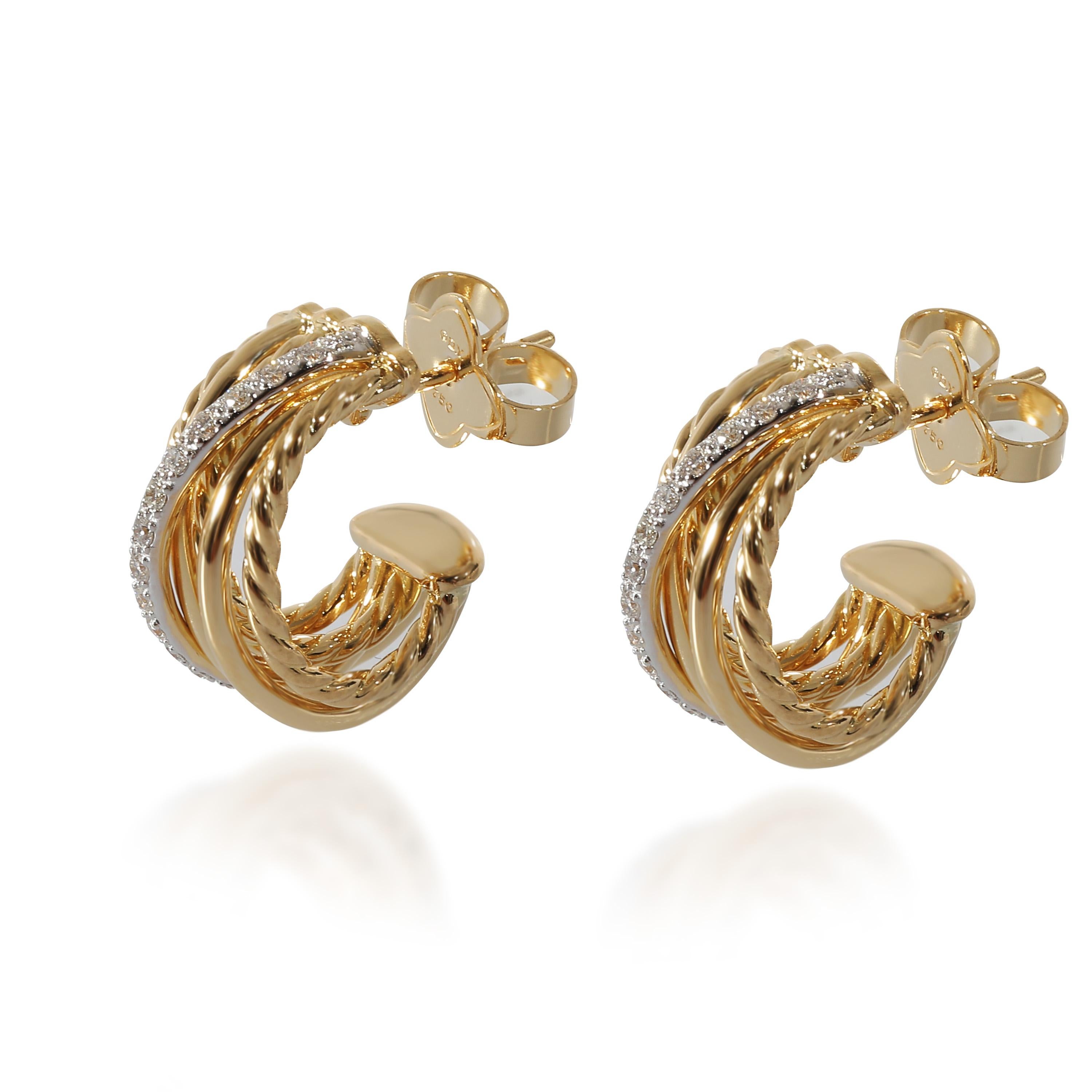 David Yurman Crossover Diamant-Ohrringe aus 18K Gelbgold 0,34 CTW im Zustand „Hervorragend“ in New York, NY