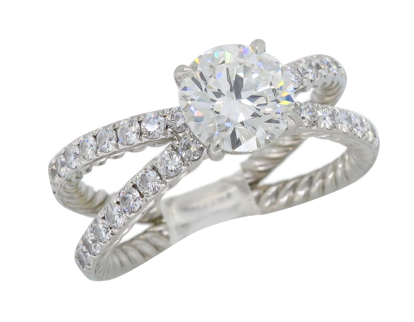 Round Cut David Yurman Crossover Diamond Engagement Ring