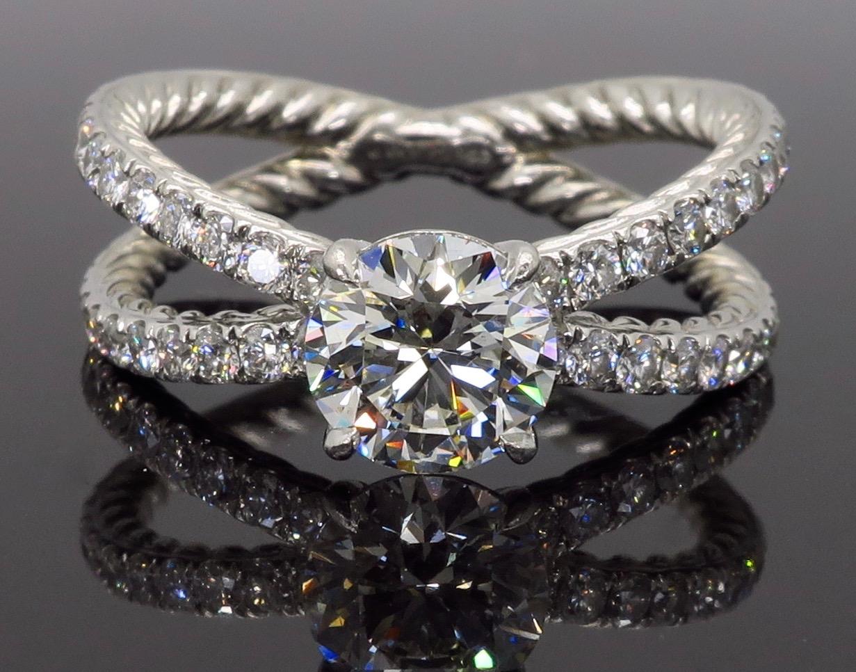 David Yurman Crossover Diamond Engagement Ring In Excellent Condition In Webster, NY