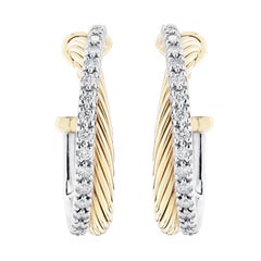 David Yurman Crossover Diamond Hoop Earrings