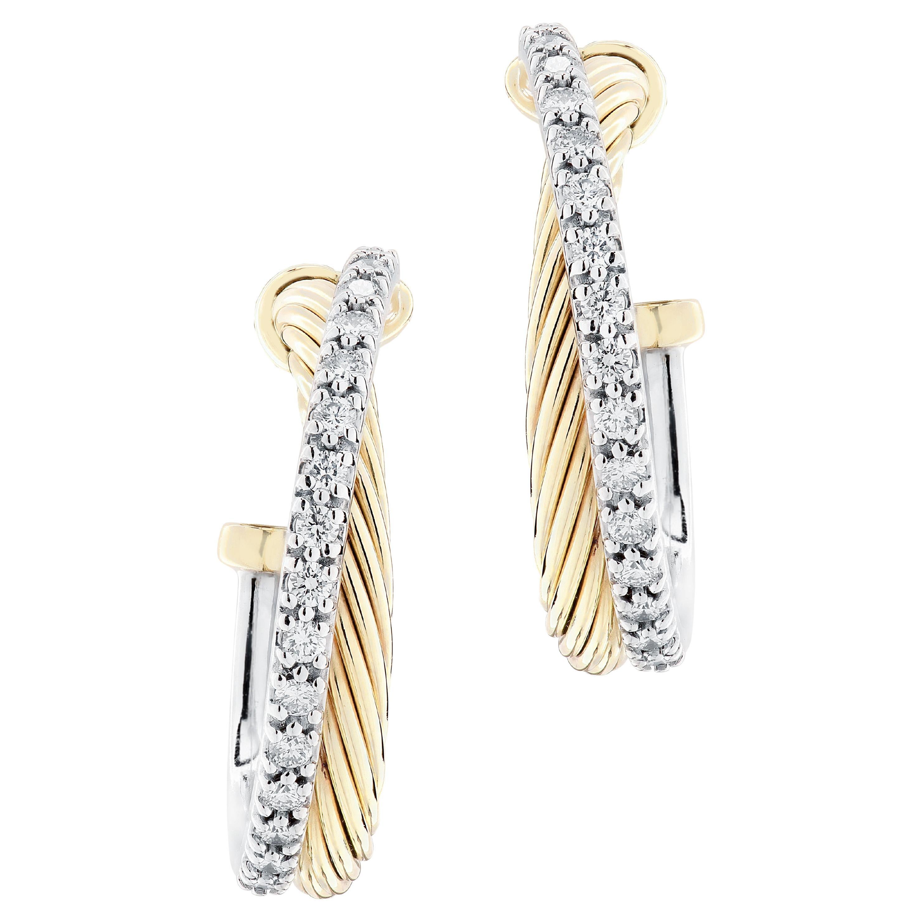 David Yurman Crossover Diamond Hoop Earrings