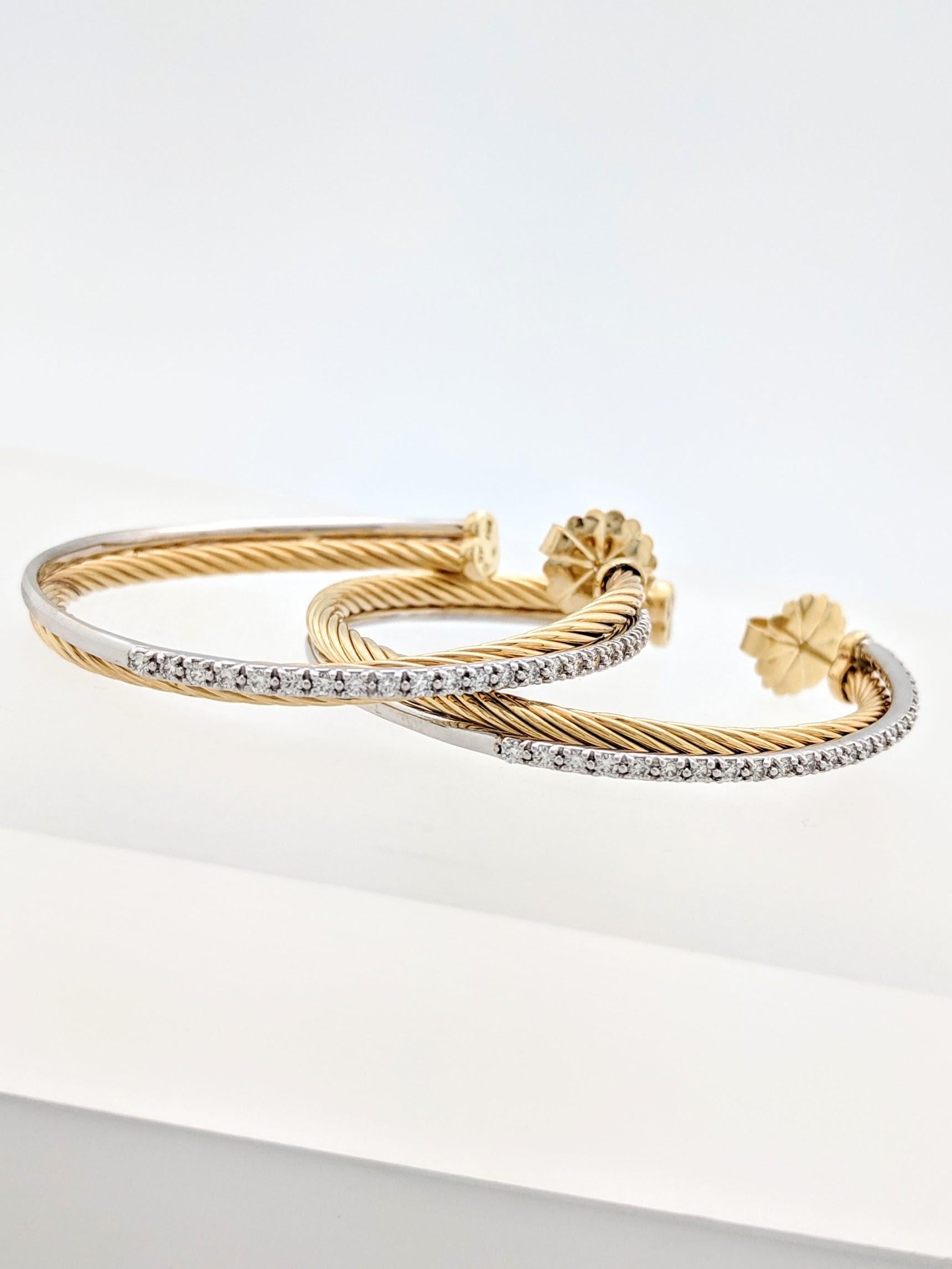 Women's David Yurman Crossover Extra Large Hoop Earrings w/ Diamonds in 18k 2-Tone Gold
