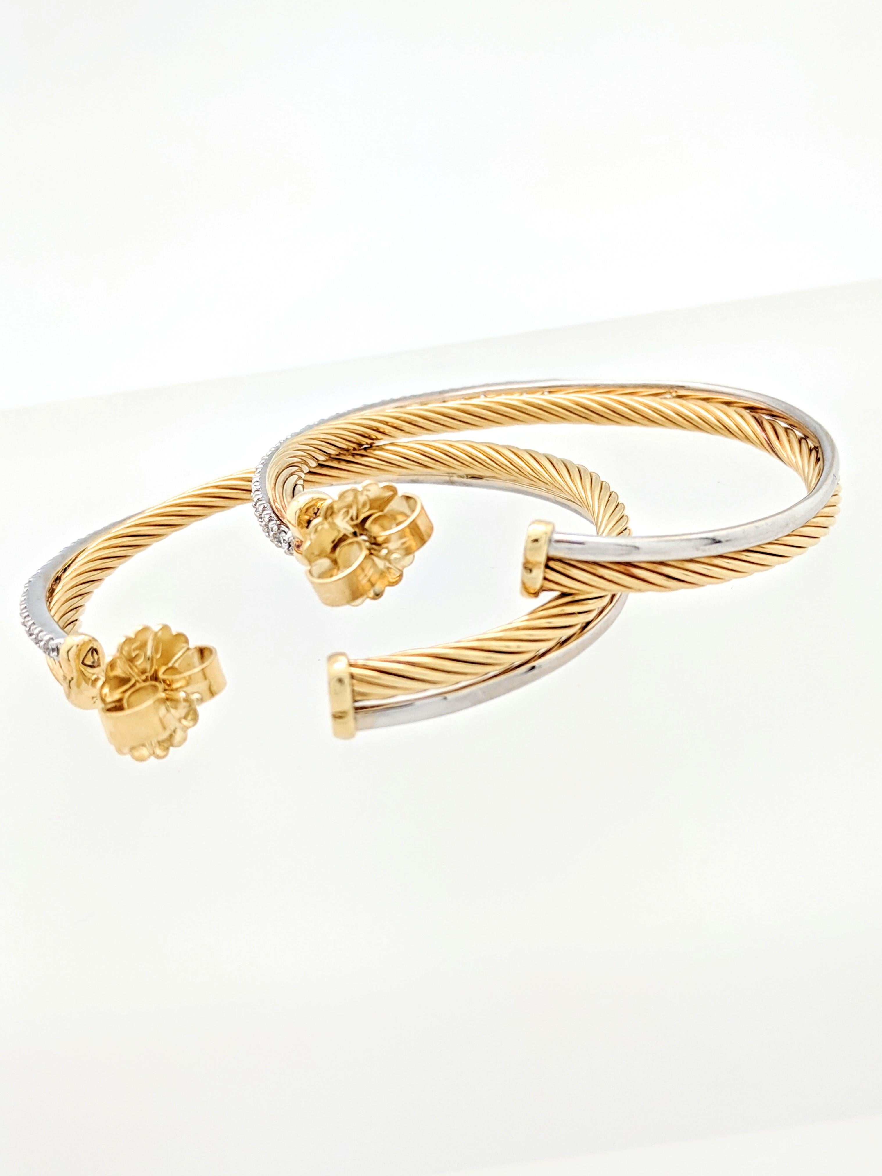 David Yurman Crossover Extra Large Hoop Earrings w/ Diamonds in 18k 2-Tone Gold 1