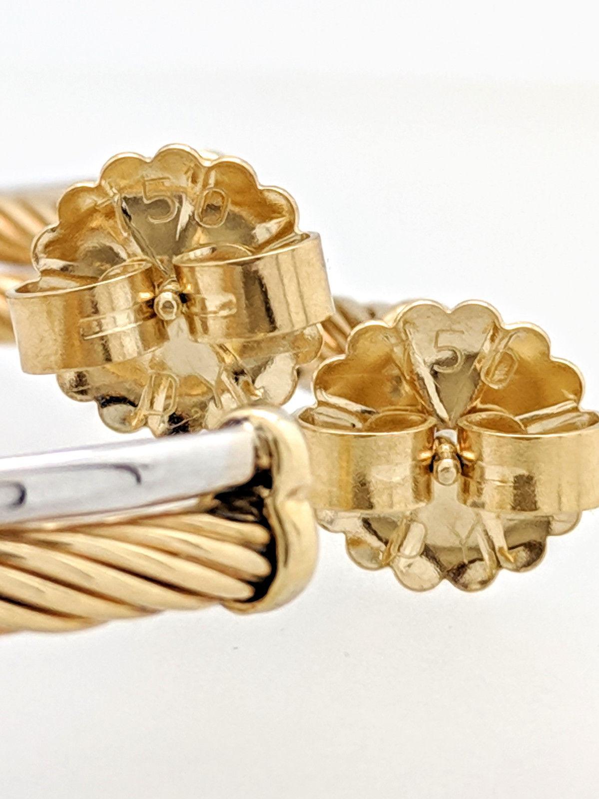 David Yurman Crossover Extra Large Hoop Earrings w/ Diamonds in 18k 2-Tone Gold 3
