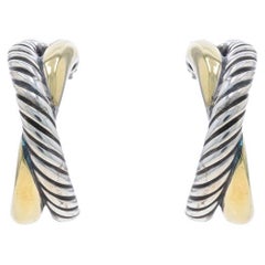 Orecchini a cerchio incrociato David Yurman - Sterling 925 e oro giallo 18k