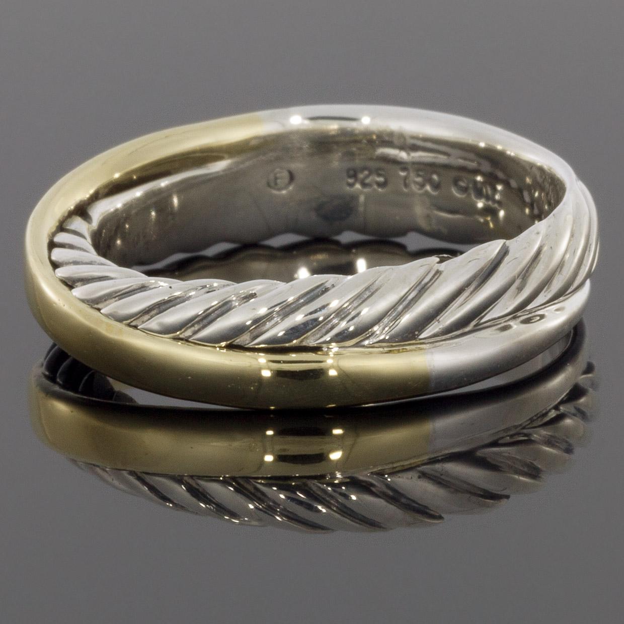 David Yurman Crossover Mixed Metals Band Ring In Excellent Condition In Columbia, MO