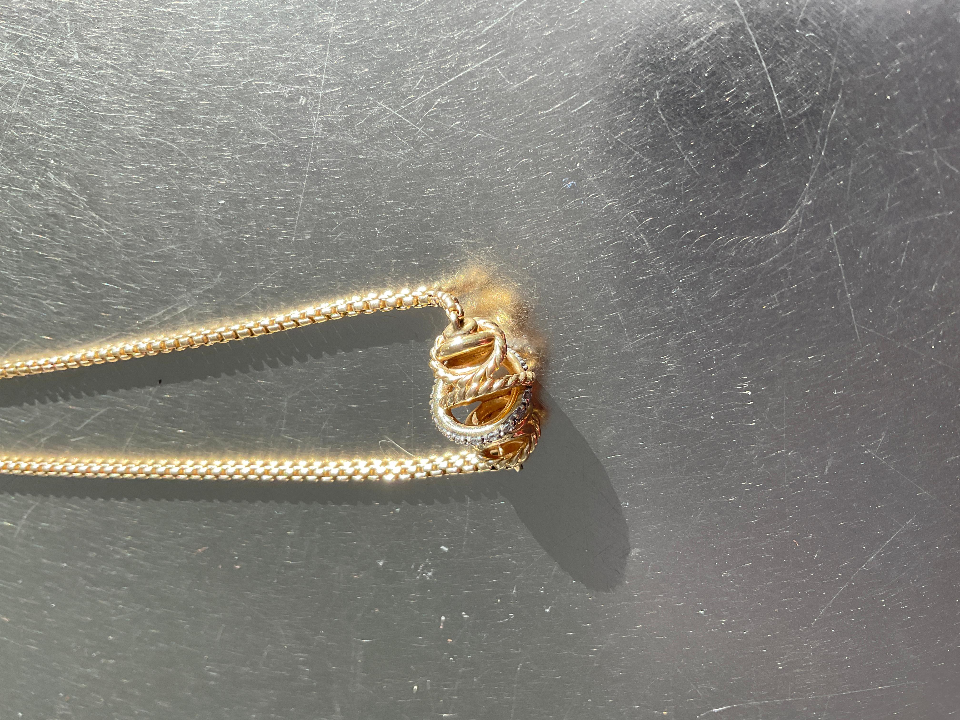 David Yurman Crossover Necklace, Diamonds and 18k Yellow Gold 2