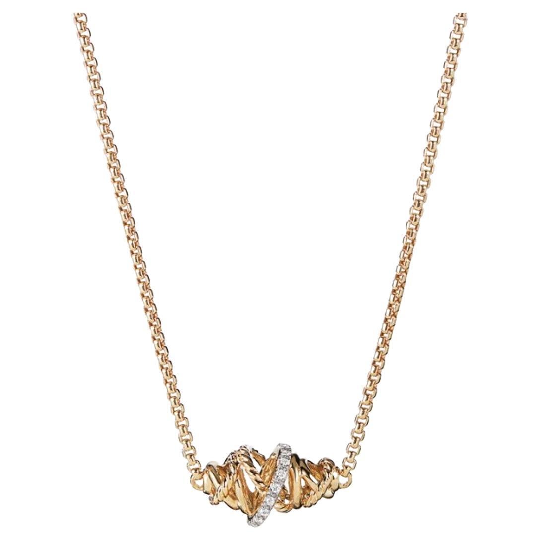 David Yurman Crossover Necklace, Diamonds and 18k Yellow Gold