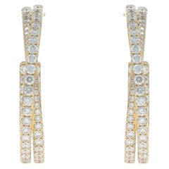 David Yurman Crossover Pave Diamond Hoop Earrings YellowGold 18k 3.31ctw Pierced