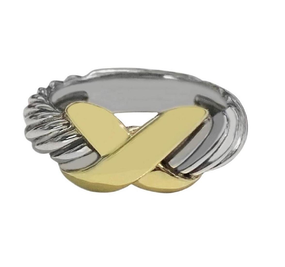 David Yurman Crossover-Ring aus Silber und Gold für Damen oder Herren im Angebot