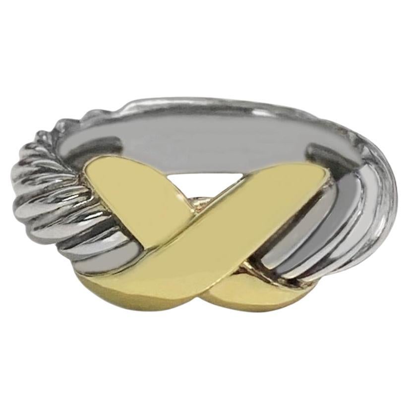 David Yurman Crossover-Ring aus Silber und Gold im Angebot