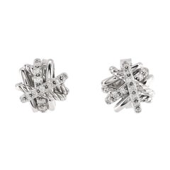 David Yurman Crossover Stud Earrings Sterling Silver with Diamonds