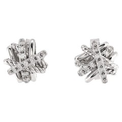 David Yurman Crossover Stud Earrings Sterling Silver with Diamonds