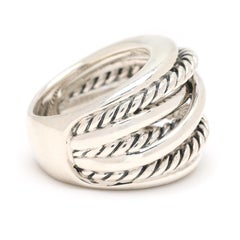 David Yurman Crossover Wide Band Ring, Sterling Silver, Ring Size 6.75