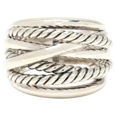 David Yurman Crossover Wide Band Ring, Sterling Silver, Ring Size 6.75