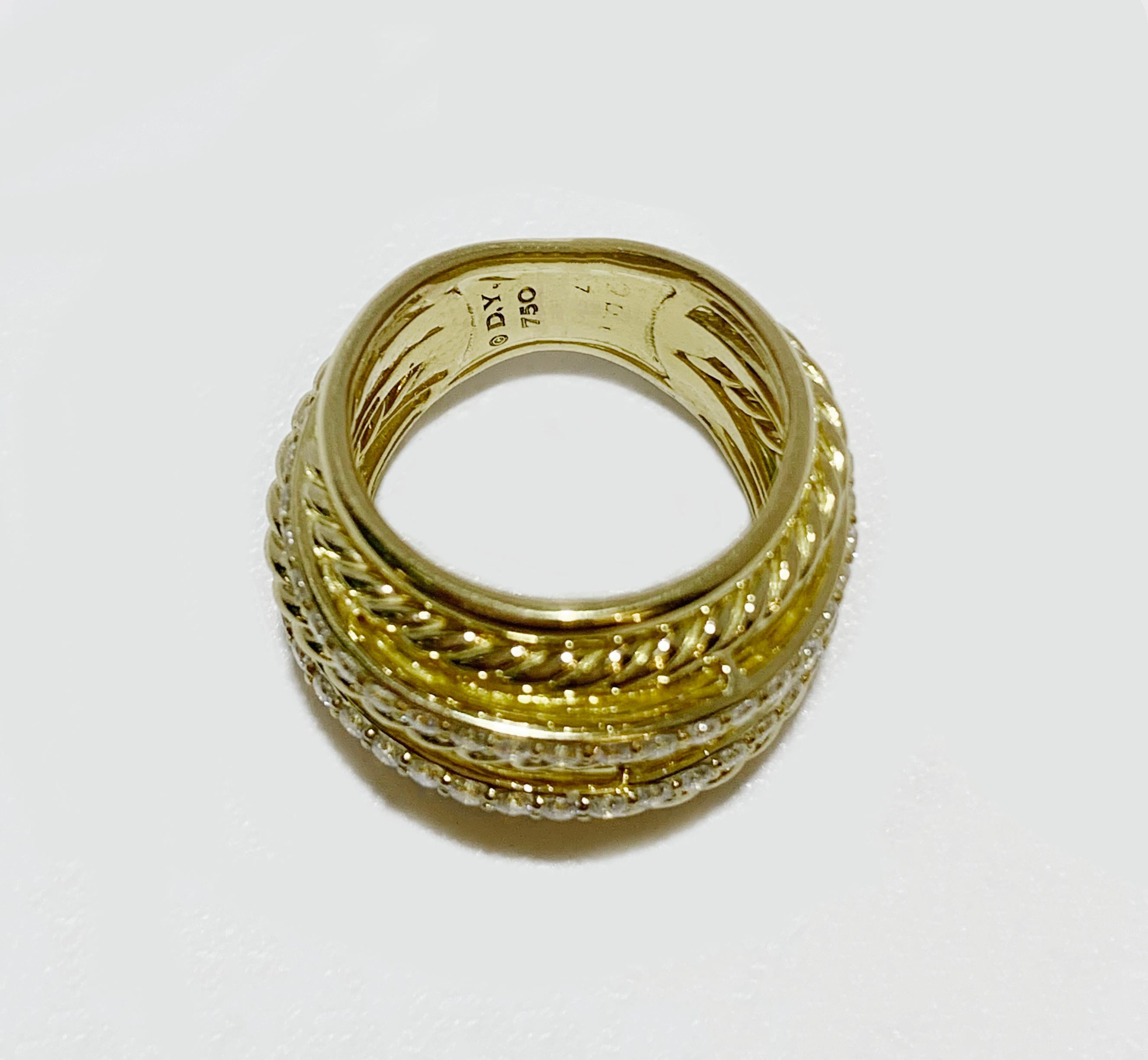 David Yurman: 18 Karat Gelbgold breiter Crossover-Ring mit Diamanten im Zustand „Neu“ im Angebot in New York, NY