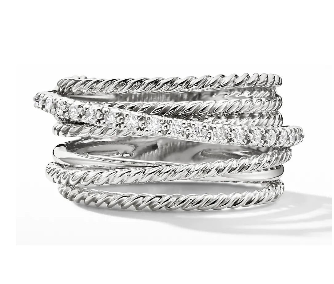 David Yurman Crossover Wide Ring with Diamonds For Sale at 1stDibs ...