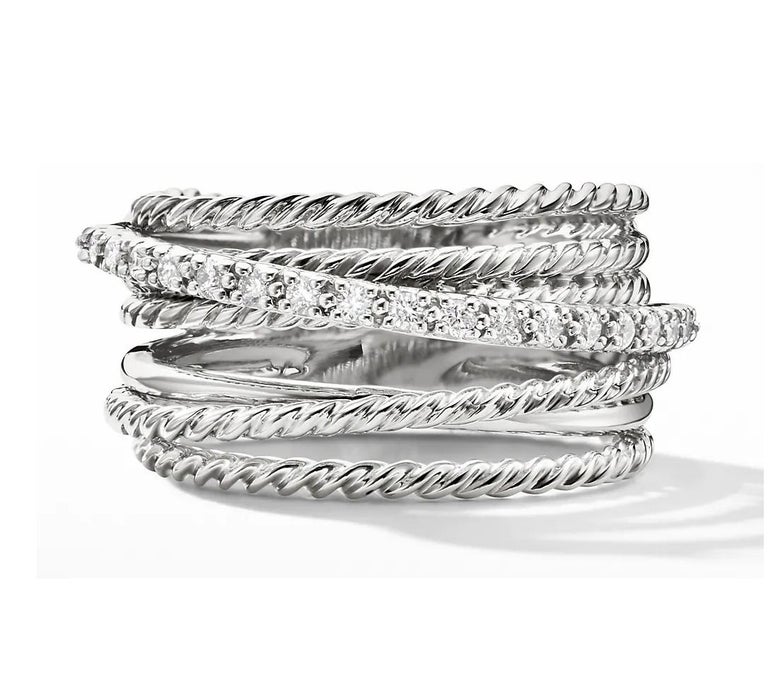 David Yurman Crossover Wide Ring with Diamonds For Sale at 1stDibs