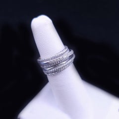 David Yurman Crossover Wide Sterling Silver Ring with Diamonds