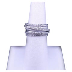 David Yurman Crossover Wide Sterling Silver Ring with Diamonds
