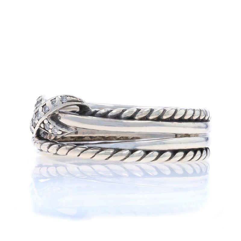 Round Cut David Yurman Crossover X Diamond Band - Sterling Silver 925 Round Brilliant Ring