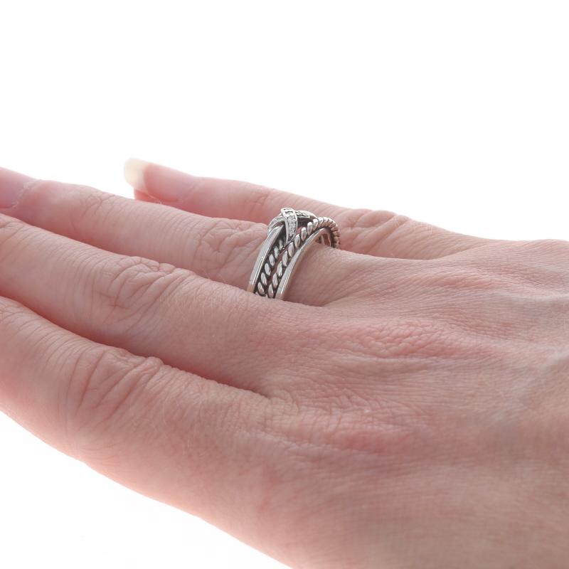 David Yurman Crossover X Diamond Band - Sterling Silver 925 Round Brilliant Ring In Excellent Condition In Greensboro, NC