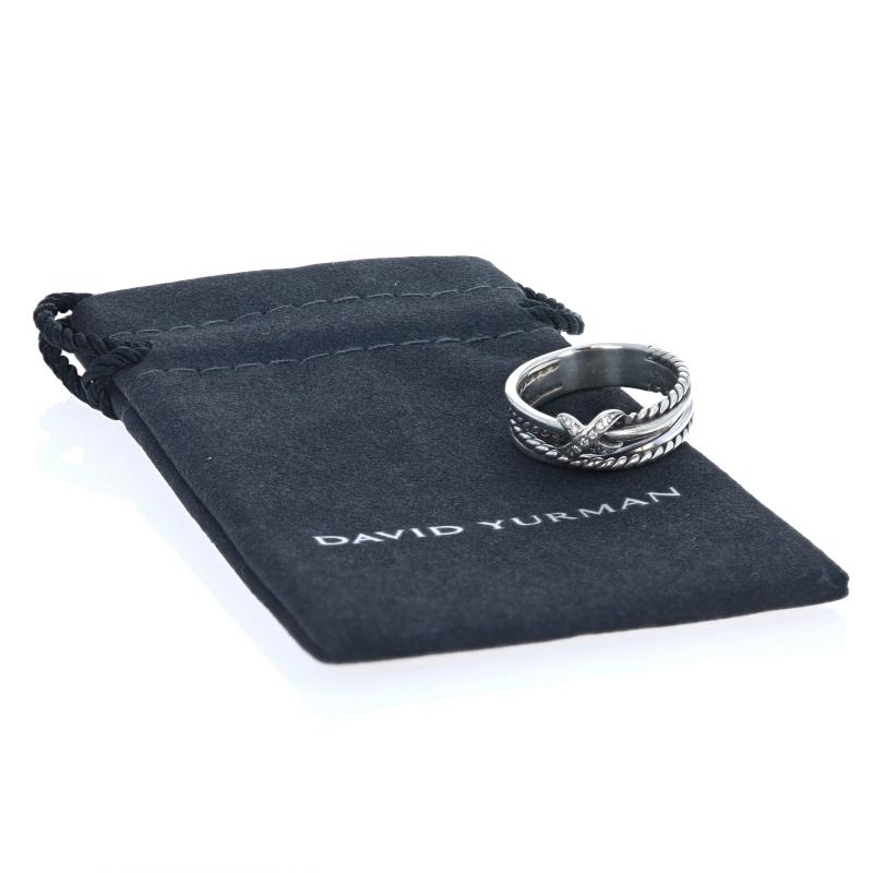 David Yurman Crossover X Diamond Band - Sterling Silver 925 Round Brilliant Ring 2