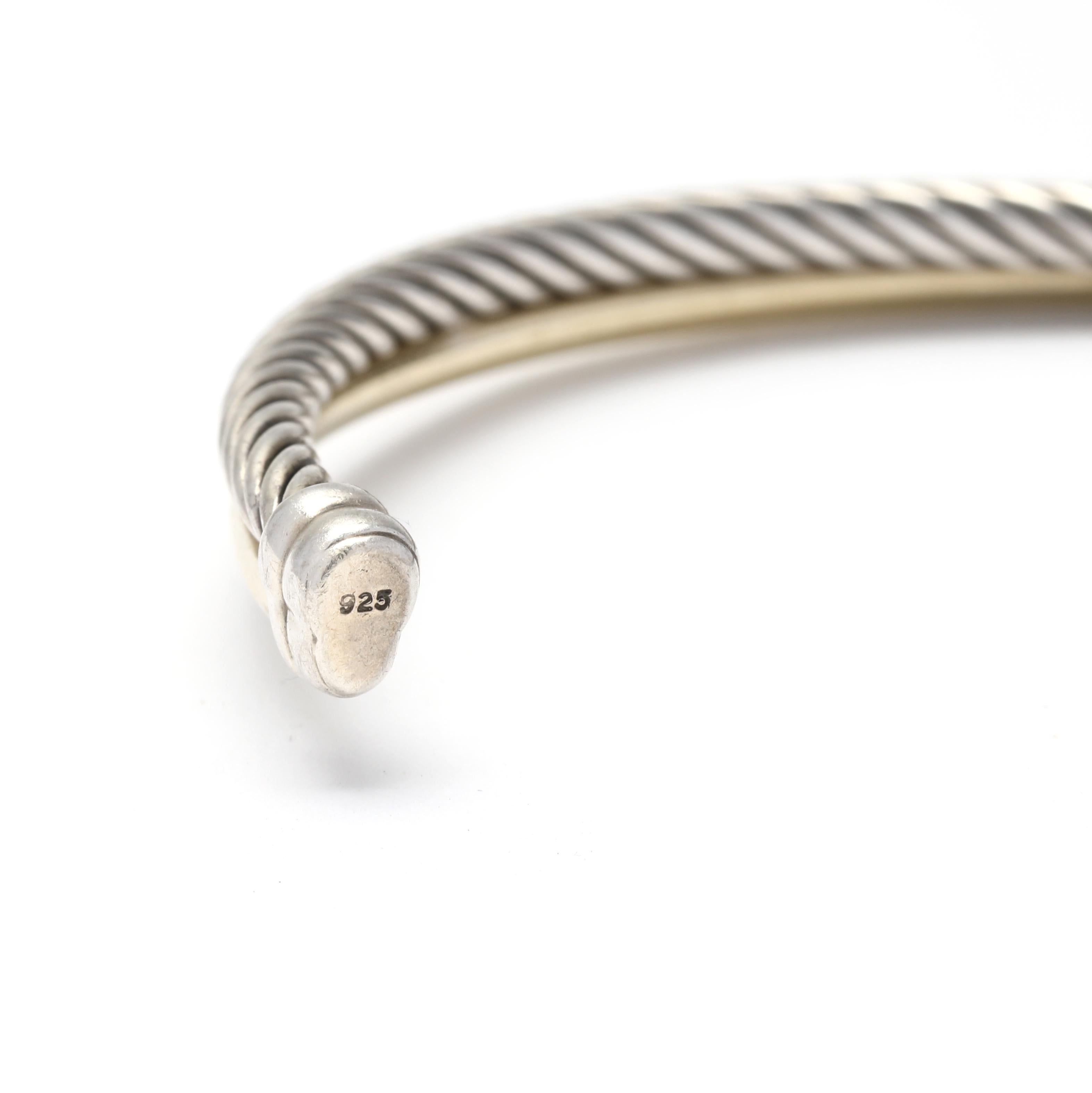 David Yurman CrossoverCuff Bracelet, 18K YellowGold Sterling Silver, Length 6.75 1