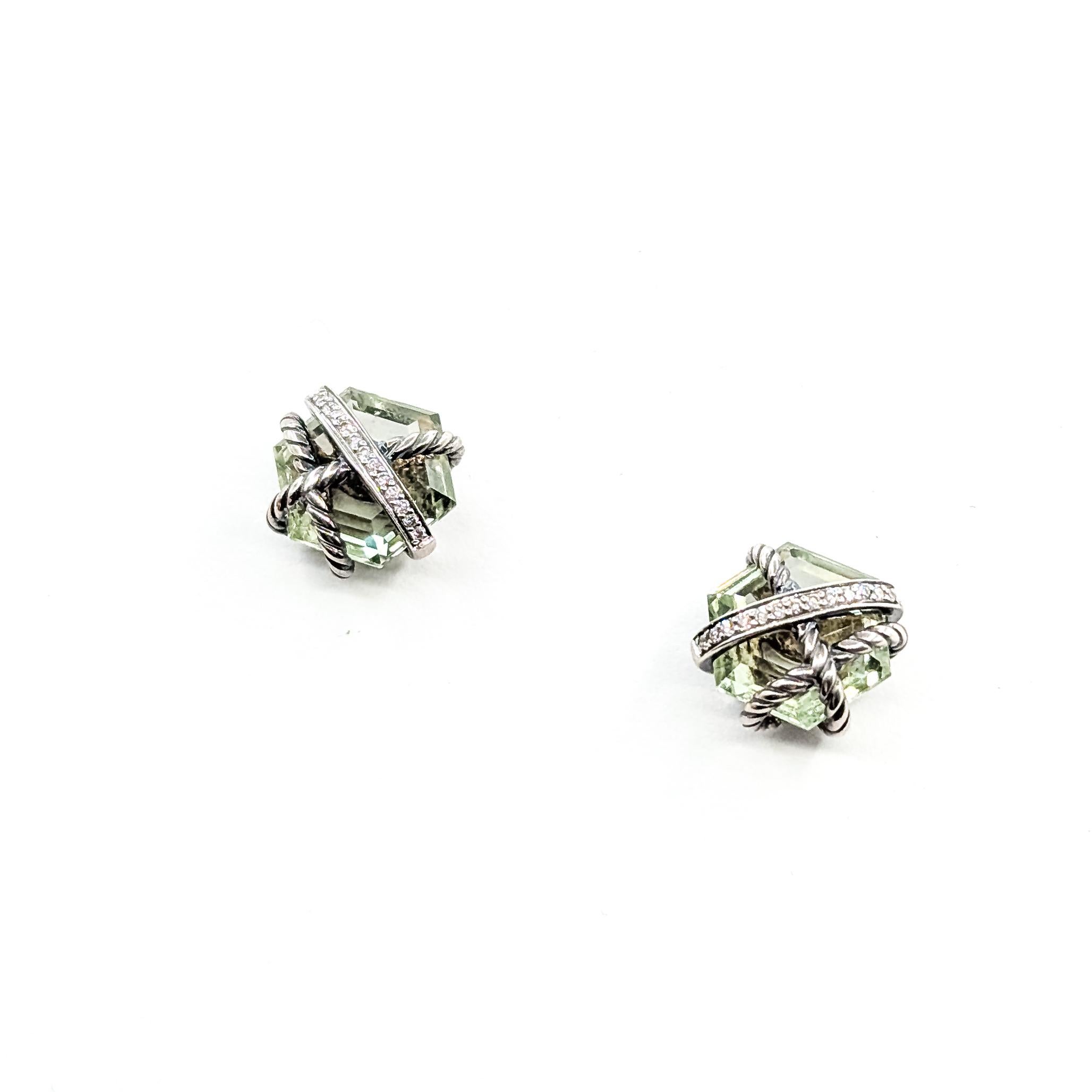 Boucles d'oreilles en cristal et diamants en argent de David Yurman Excellent état - En vente à Bloomington, MN