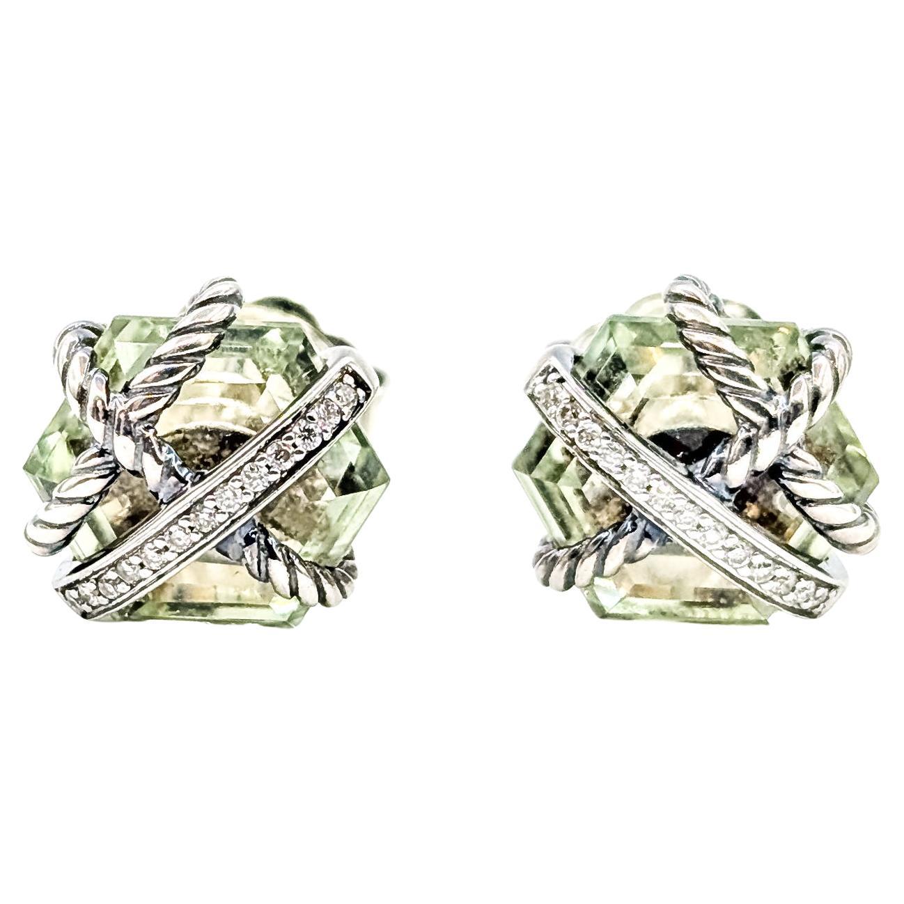 Orecchini con cristalli e diamanti in argento di David Yurman