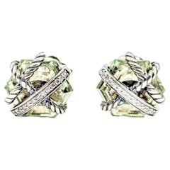 Orecchini con cristalli e diamanti in argento di David Yurman