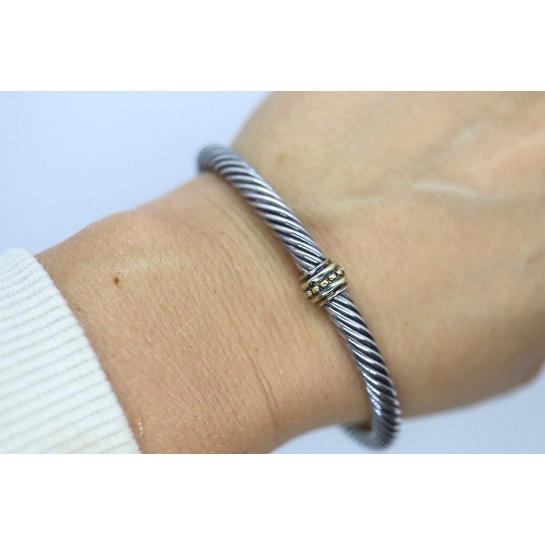 Bracelet manchette David Yurman en argent sterling 14 carats en vente 1