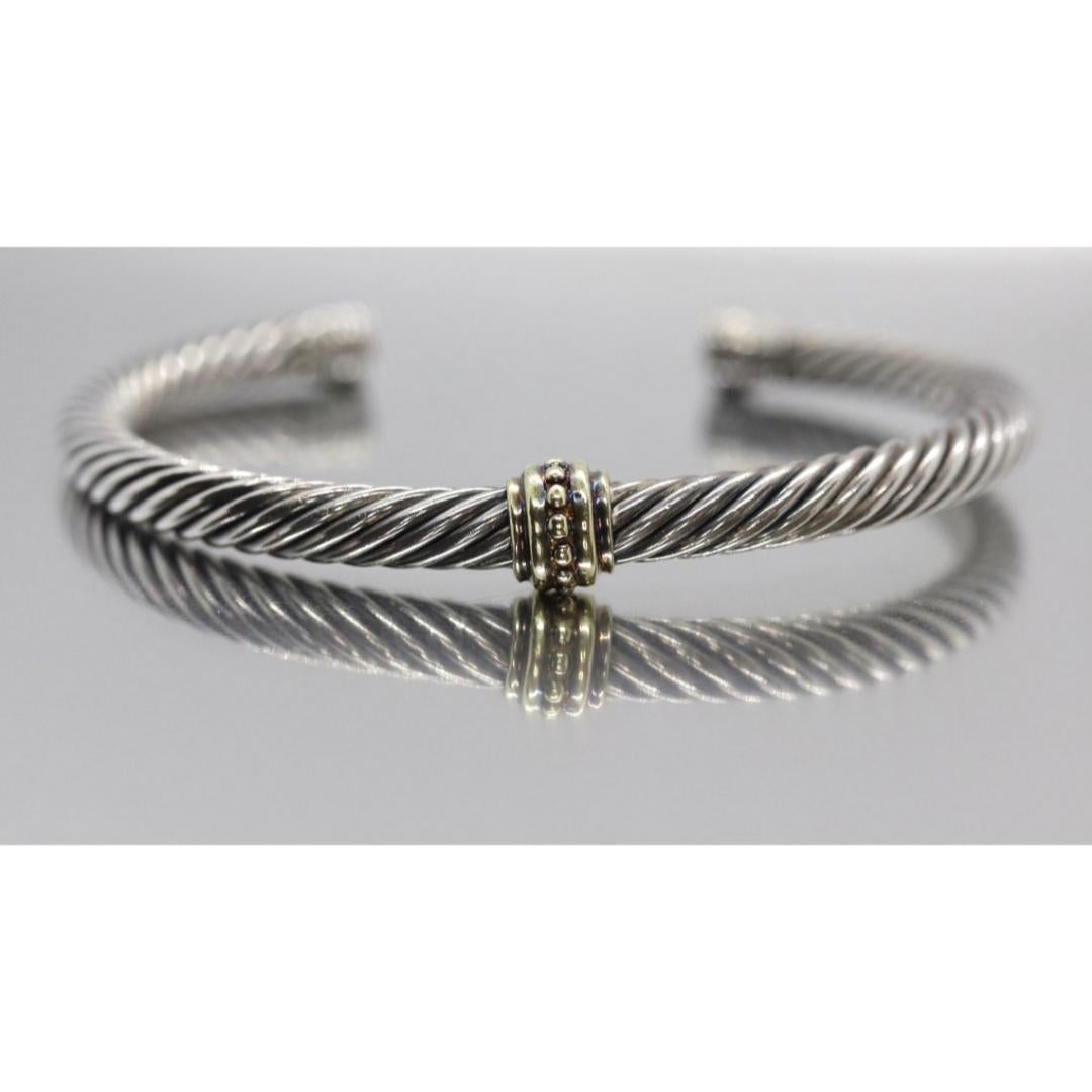 Bracelet manchette David Yurman en argent sterling 14 carats en vente 2