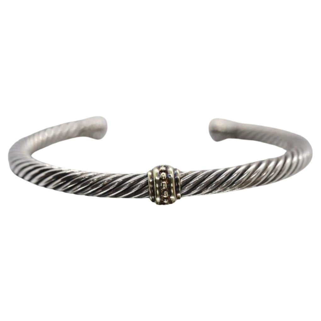 David Yurman Cuff Bracelet. 14k Sterling Silver Single station cable bracelet