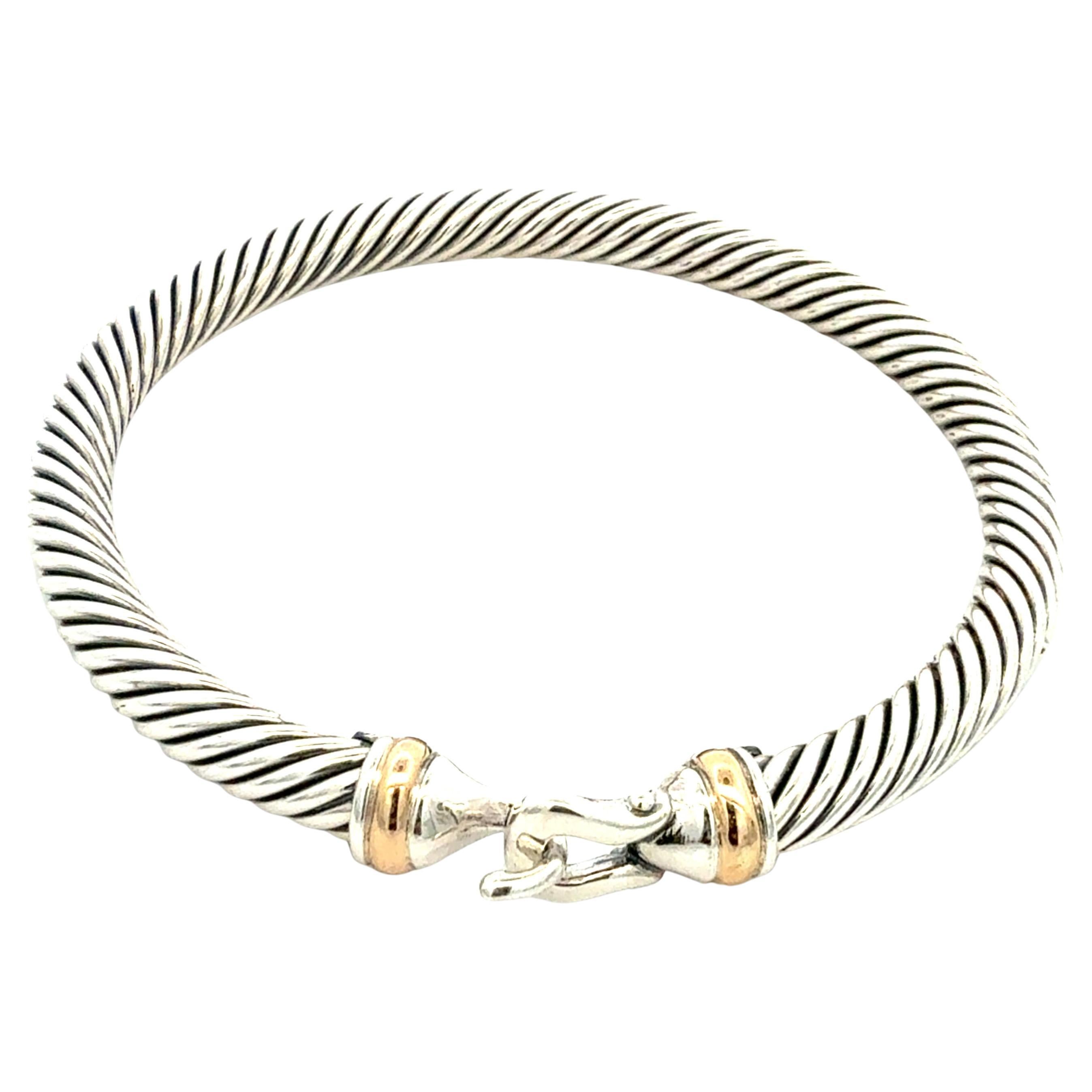 David Yurman Bracciale 7,5" in oro 14k e argento Sterling Estate in vendita