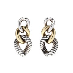 David Yurman Curb Link Dangle Earrings, Belmont Collection, Two Tone Dangle