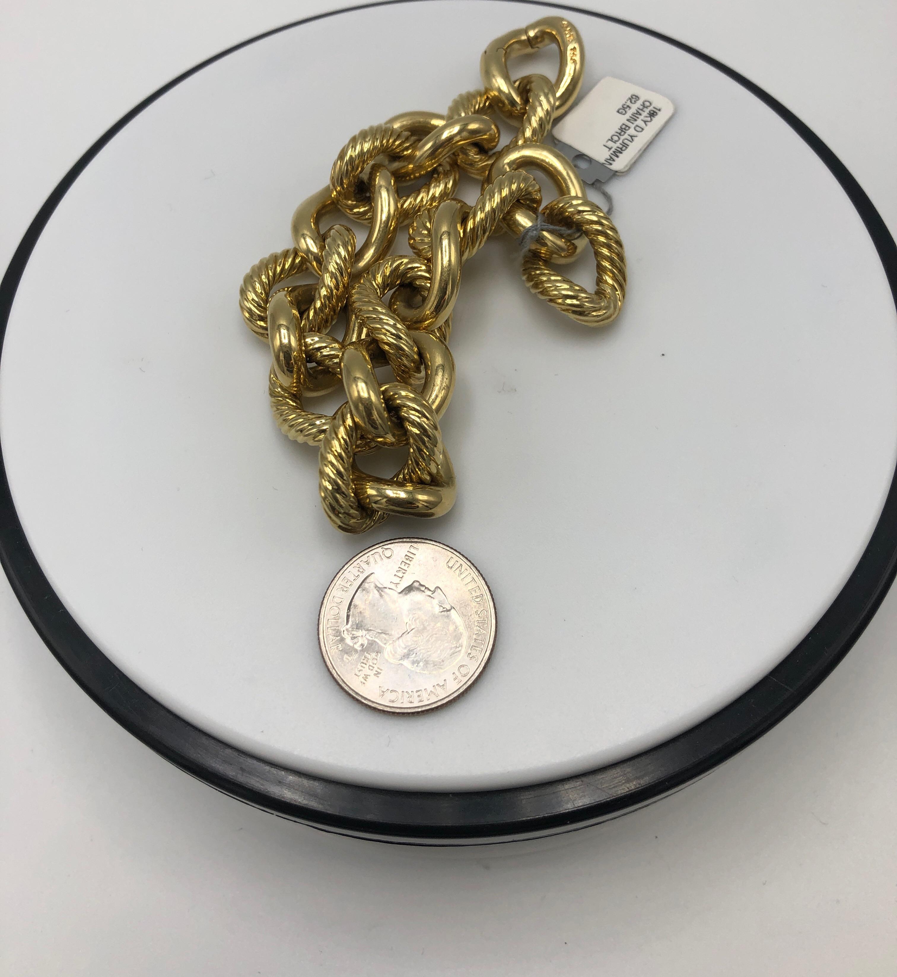 David Yurman Curb Link Yellow Gold Bracelet In Excellent Condition In Dallas, TX
