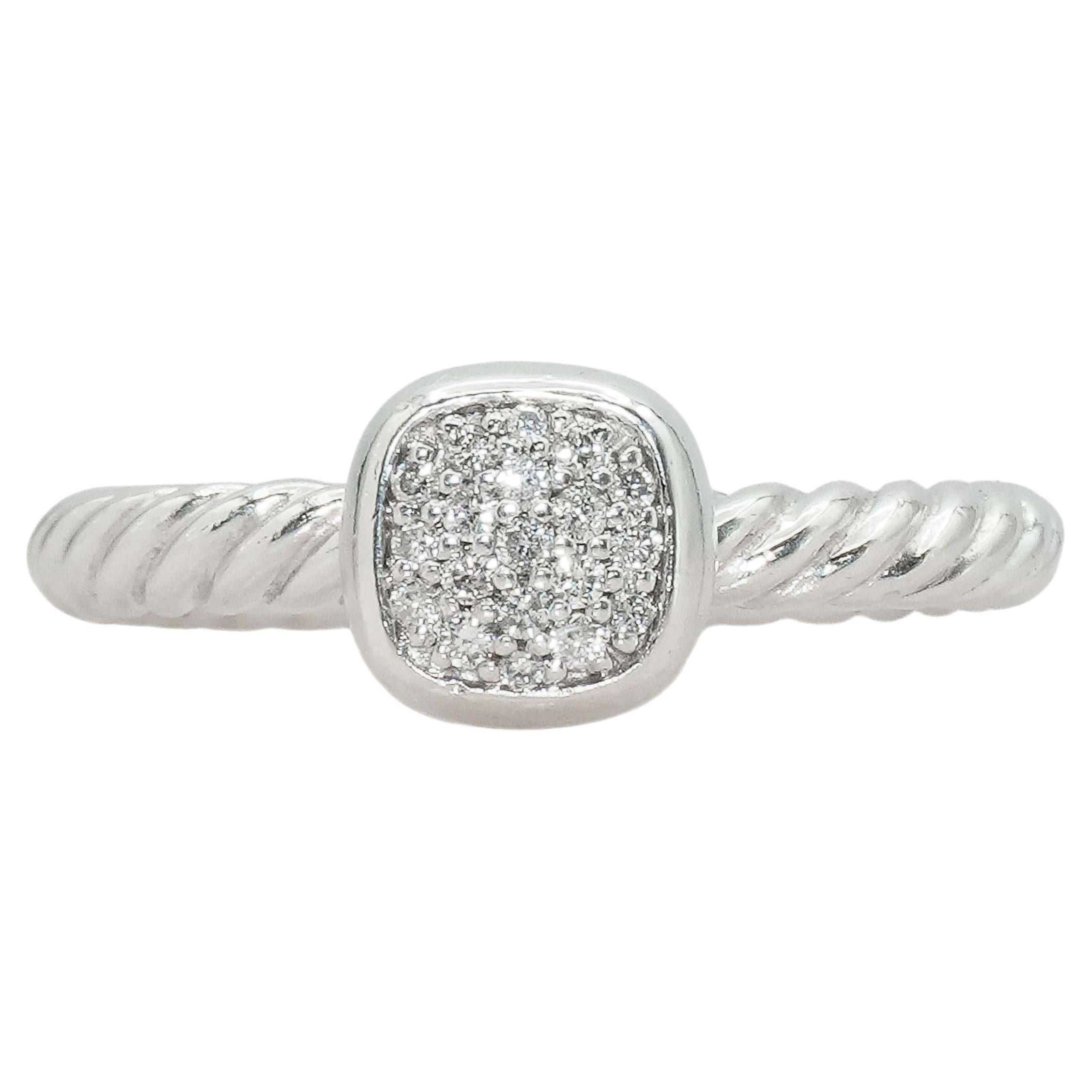 Pre-owned David Yurman Cushion Cable Sterling Silver Diamond Ring In Multiple