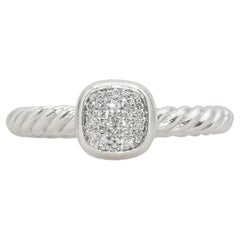 David Yurman Cushion Cable Sterling Silver Diamond Ring